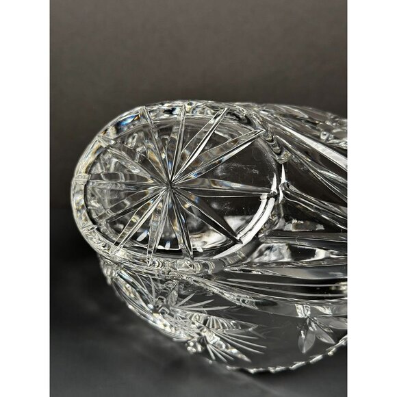 Vintage Pressed Glass Crystal Handled Basket Candy Dish Pinwheel Design - Picture 11 of 16
